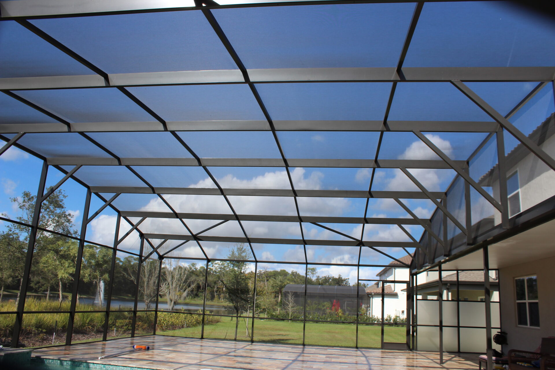 patio with aluminum roof and panels